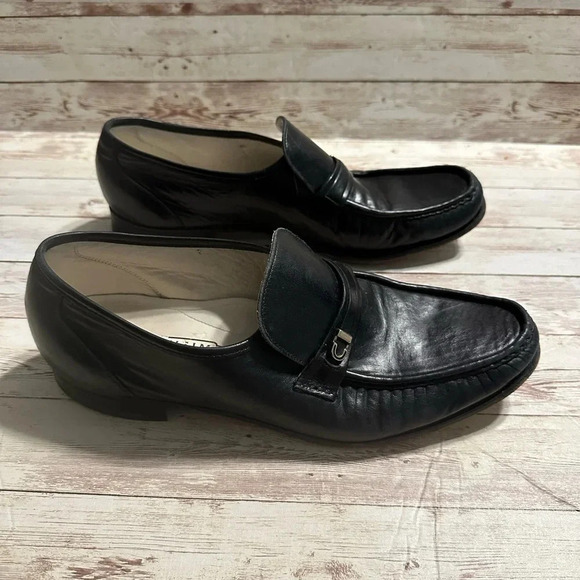 Florsheim Imperial Mens Size 11 C Black Soft Leather Loafer Shoes Vintage - Picture 9 of 11